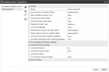 Database Server Connections dialog box